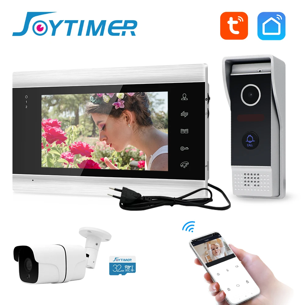 Смартфон Joytimer 720P Tuya 7 дюймов Wi-Fi беспроводные видеодомофоны для домашнего