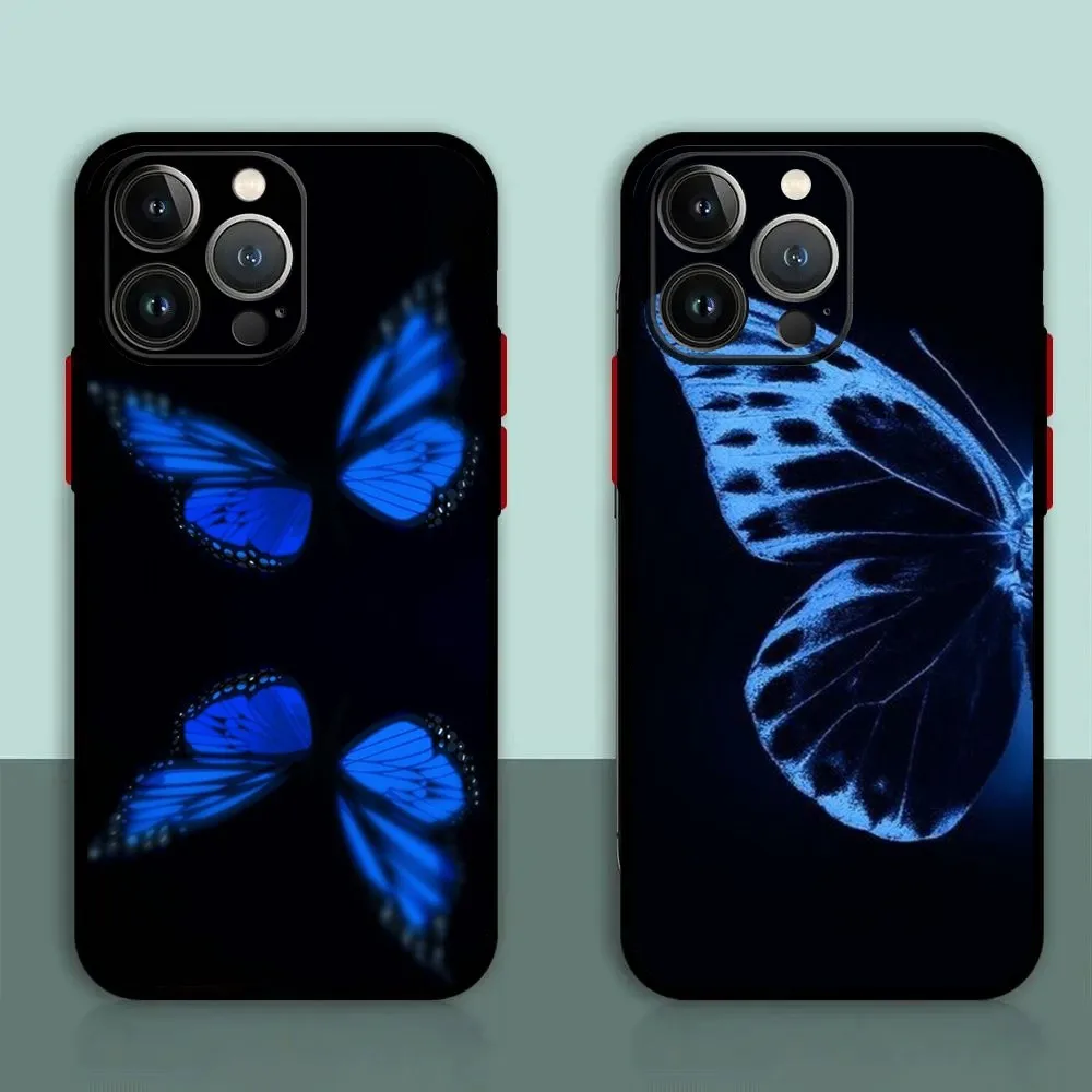 Красивый чехол для телефона с синей бабочкой iPhone 11 12 13 14 15 XS XR X Mini Pro Max Plus Shell
