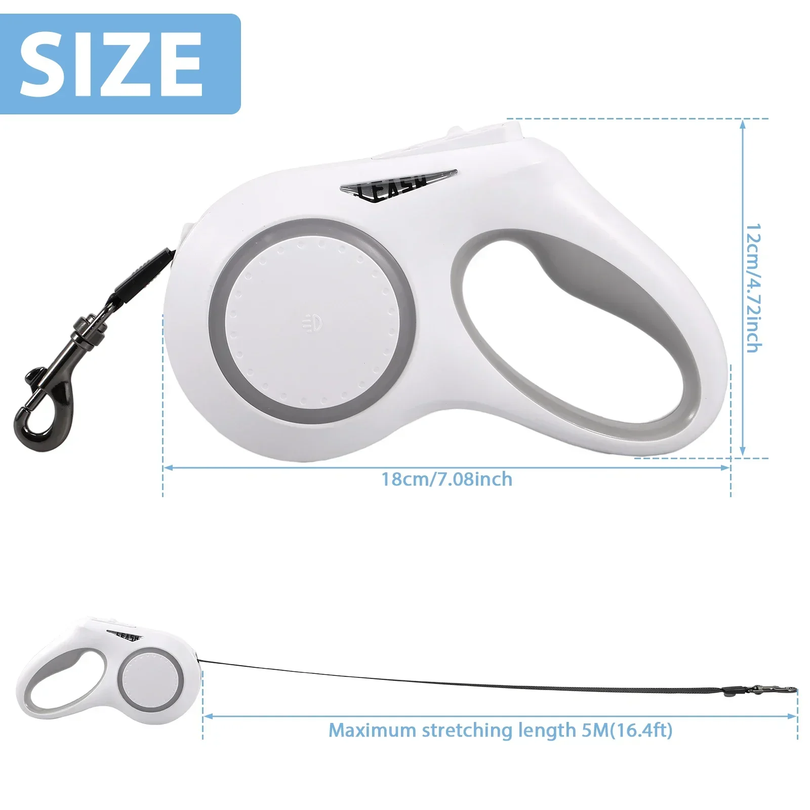 Выдвижной поводок для собак со светодиодной подсветкой 16 футов нейлоновый