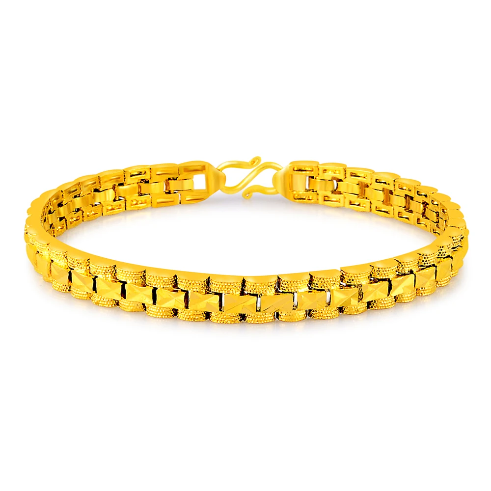 

Nieuwe 24K Gold Armband 6Mm Vergulde Auto Bloem Armband Voor Vrouwen En Mannen Sieraden Geschenken