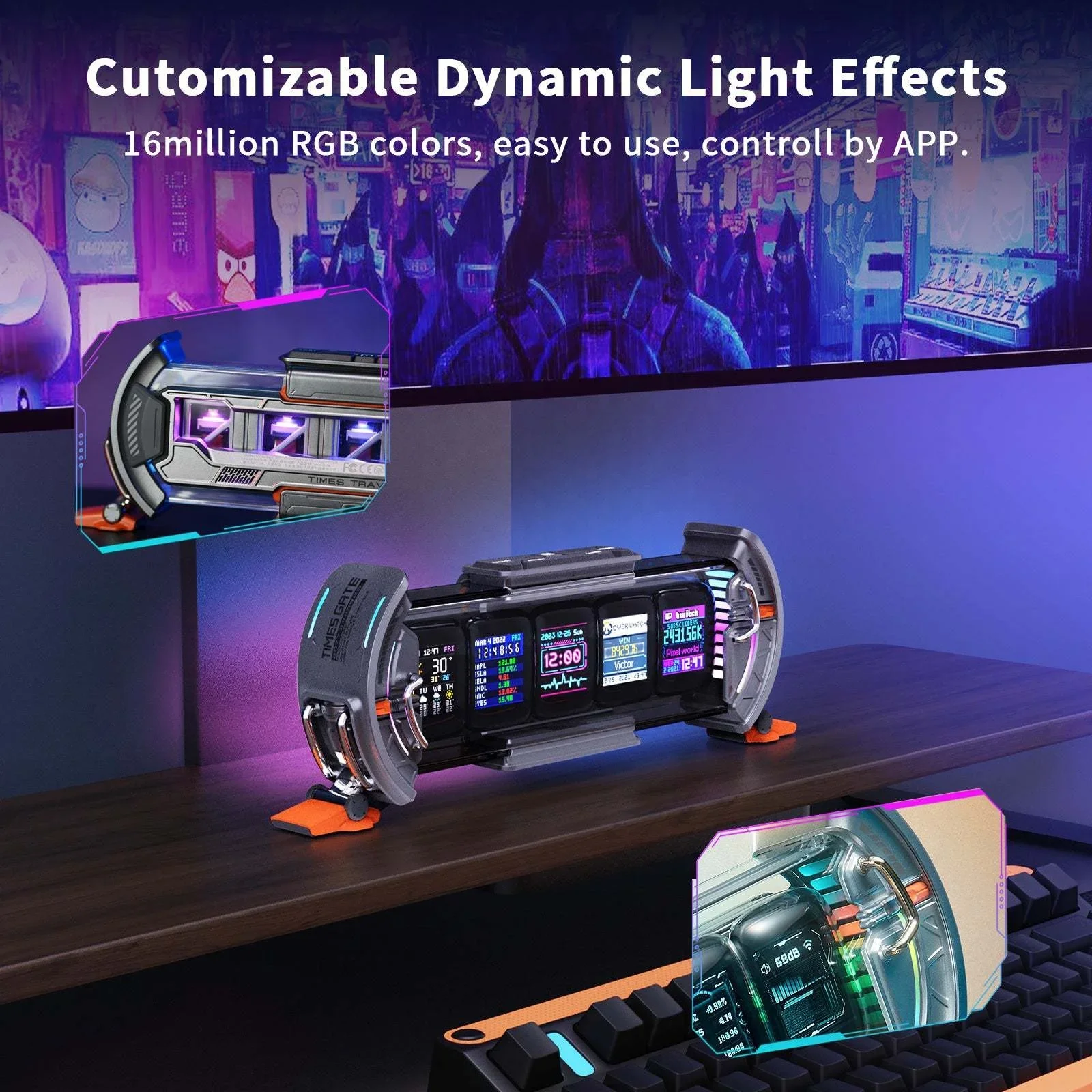 Divoom Times Gate IPS часы RGB светодиодный дисплей киберпанк украшения для игровой комнаты