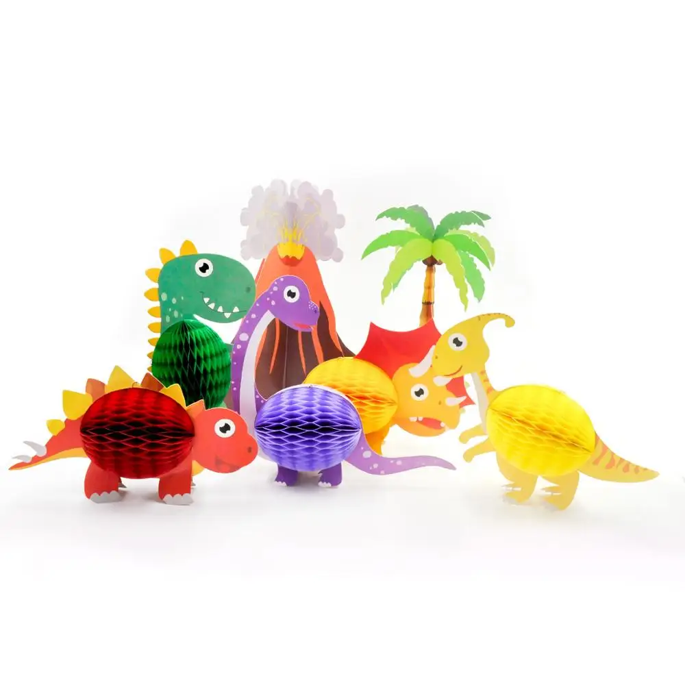 

7Pcs/set Happy birthday Dinosaur Party Decoration Dinosaur Honeycomb Ball Ornaments Baby Shower Party Supply