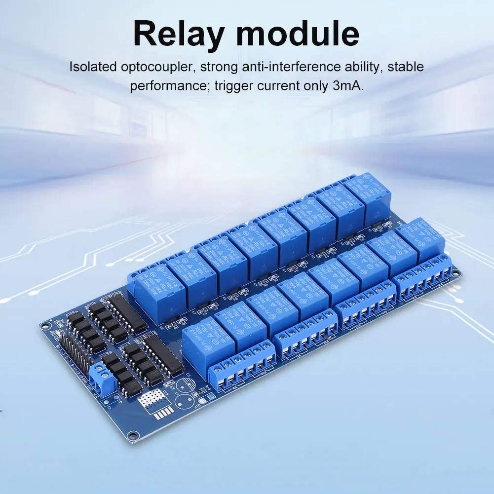 16-канальный низкоуровневый триггерный релейный модуль с оптопарным
