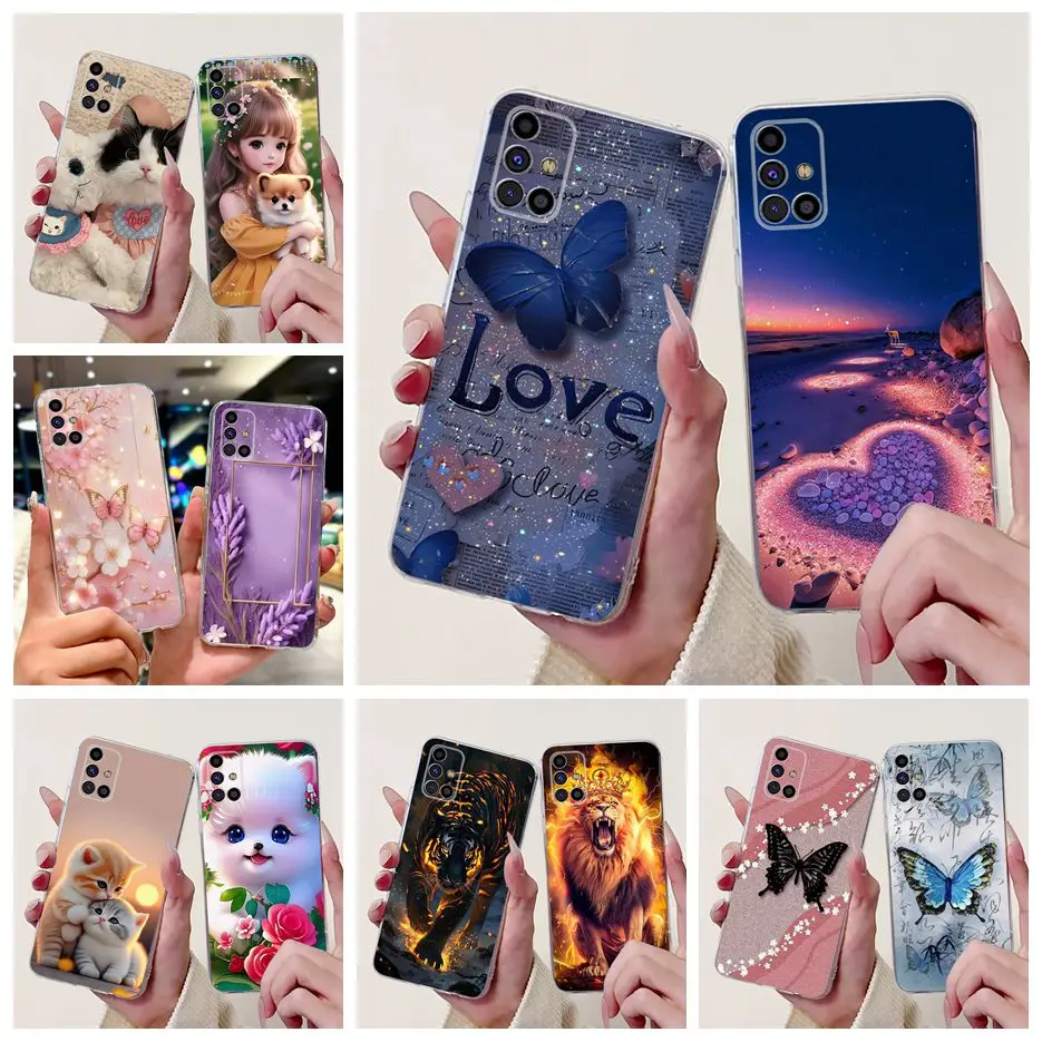 Фото Для Samsung Galaxy M31s Чехол SM-M317F Cute Love Heart Painted Cover Мягкий силиконовый чехол для телефона Samsung M31s M 31 s M317F Shell №1