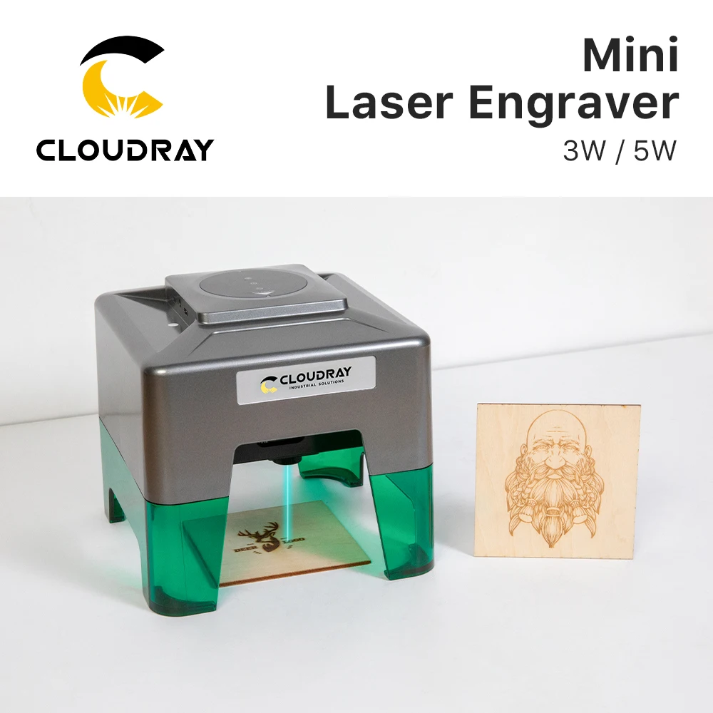 Cloudray-MINI grabador láser CNC, máquina de grabado láser artesanal, 5000mw, cortador rápido de marca de logotipo, carpintería, madera y plástico