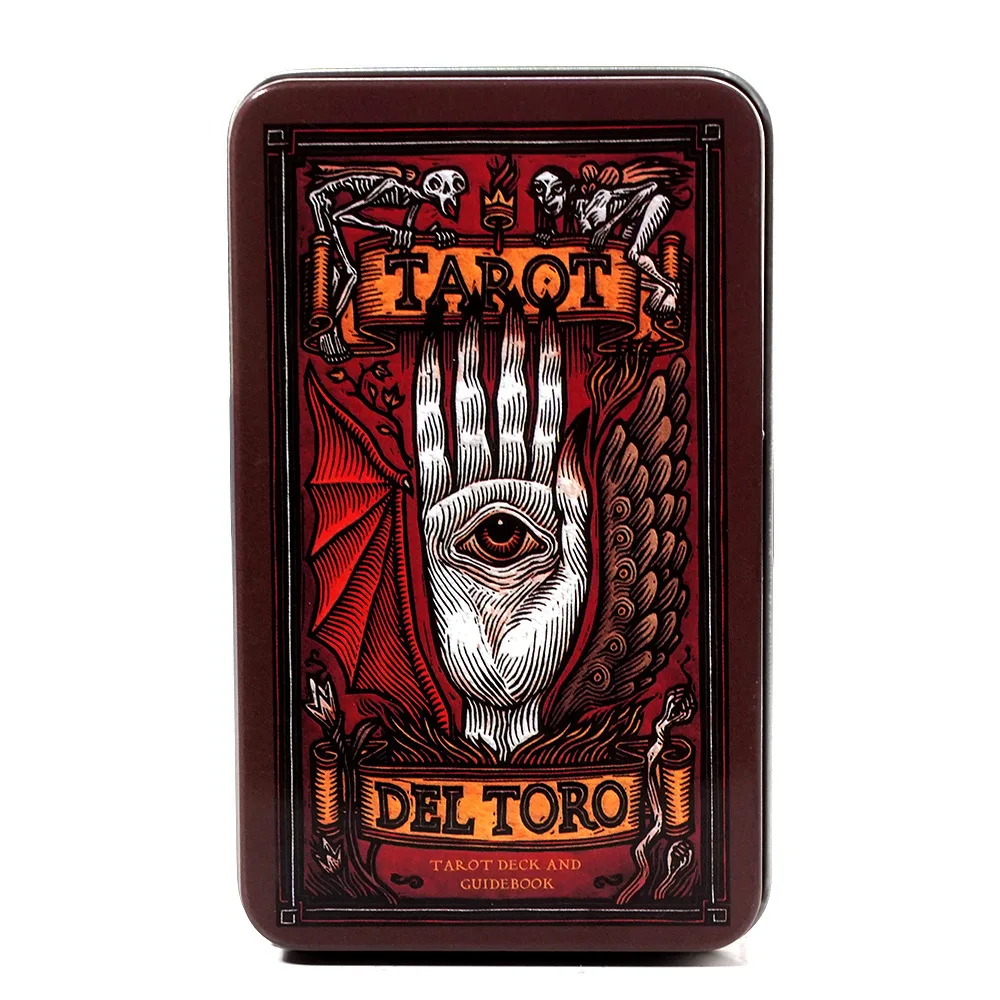 

Tarot del Toro in a Tin Metal Box 78 Cards Gilded Edge Guidebook Fate Divination Board Game Tarot Cards Table Game Oracle Cards