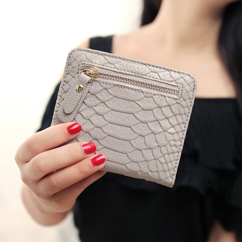 

Snake Print Small Wallet Women Short Ultra-thin Wallet Mini Simple Buckle Wallet Ladies Card Holder Zipper Coin Pocket Carteras