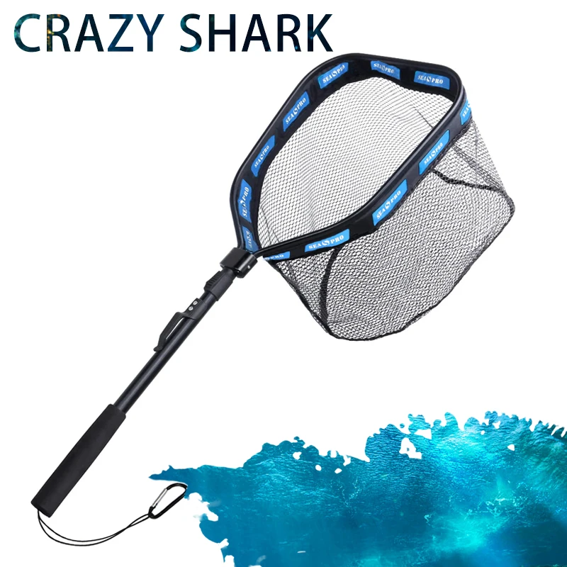 

CRAZY SHARK Floating Fishing Net Rubber Coated Landing Net for Easy Catch & Release 1M Portable Retractable folding Fishing Good