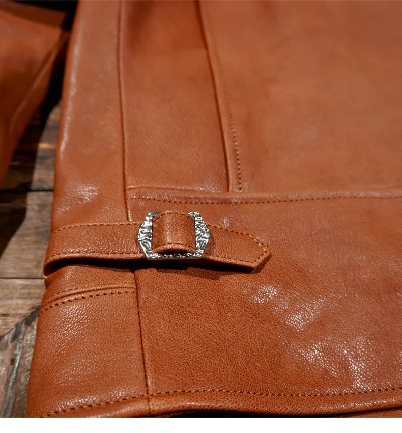 Мужская короткая двойная куртка из натуральной кожи Ri*der без покрытия мытой