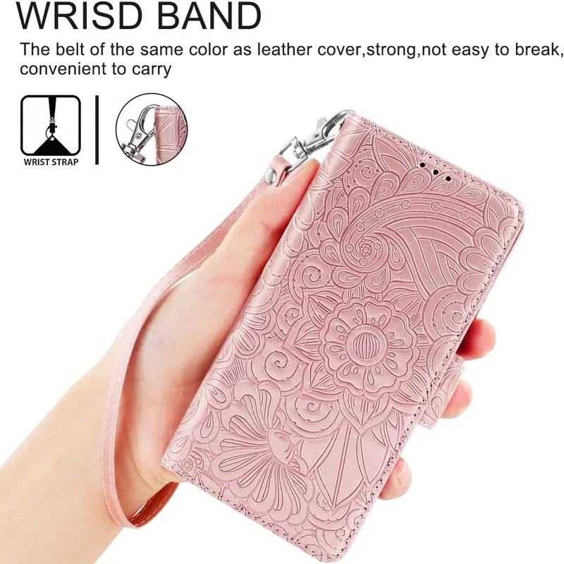 for Moto G Power 2022 Wallet Case,Mandala Floral  Folio Flip Wristlet Shockproof Protective ID Credit Card Slots Holder Phone Co