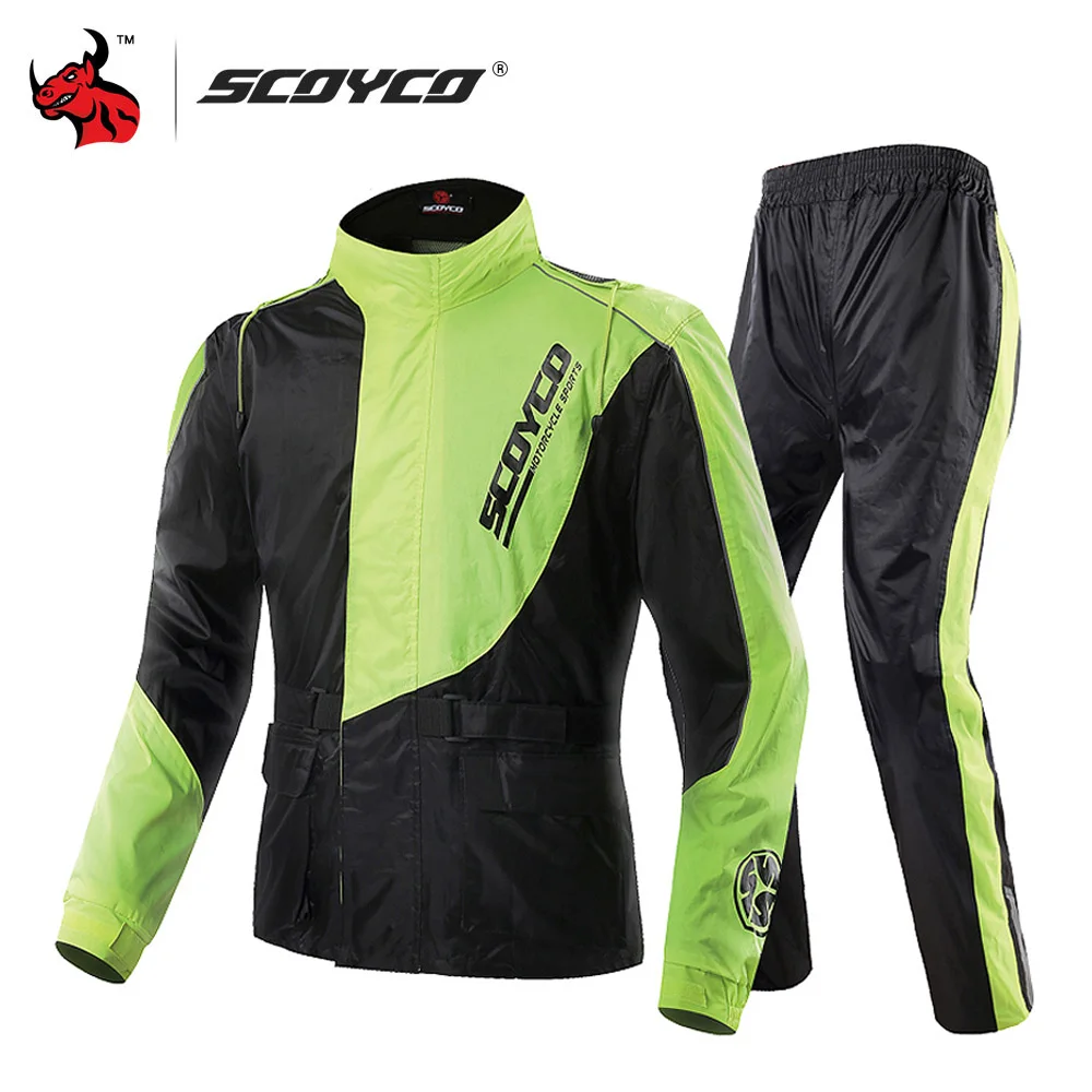 

SCOYCO Reflective At Night Motorcycle Raincoat Windproof Motocross Raincoat Size M-3XL Wear-resistant Motorcycle Jacket