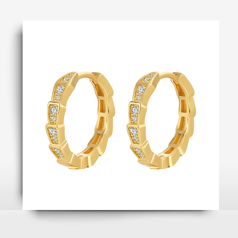 

Vintage Luxury Zircon Snake Shaped Hoop Earrings For Women's Fine Jewelry Personality Fashion Leisure Style Earwear Accessories