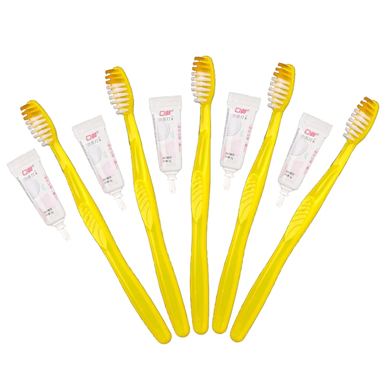 

10Pcs Disposable Hotel Toothbrush Portable Travel Toothbrush With Toothpaste Kit