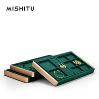 mishitu metal green jewelry display tray for earrings necklaces pendants bracelets rings multifunctional jewelry storage tray