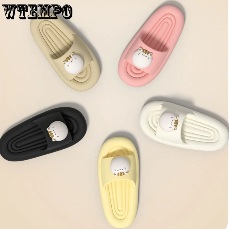 WTEMPO Fashion Woman Slippers Female Summer Cute Cartoon EVA Non-slip Couple Sandal Beach Soft Thick Platform Shoes Wholesale