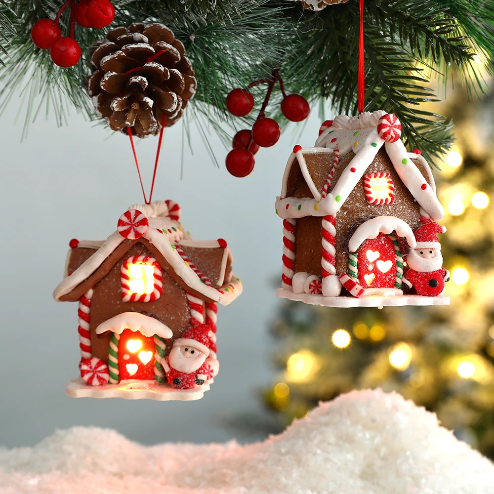 Рождественский имбирь маленькая искусственная мягкая глина дом для конфет снег
