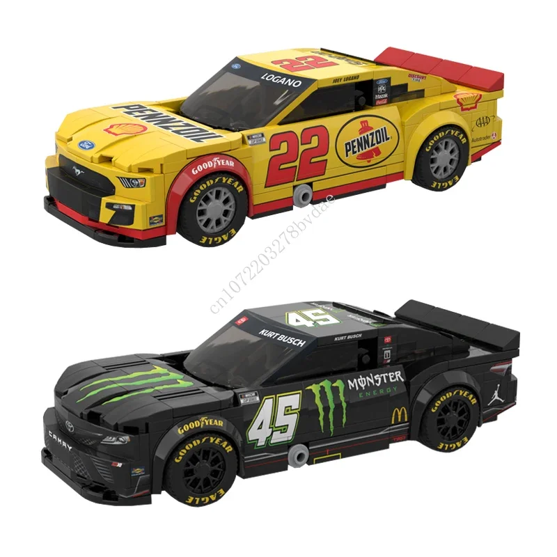 

MOC Speed Champions PKE Logano/23XI Busch Racing Model Building Blocks Technology Bricks DIY Creative Assembly Kids Toys Gifts