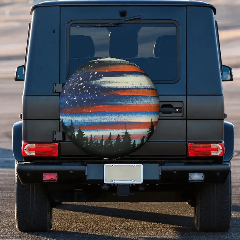 

American Flag Sky Spare Tire Cover Wheel Cover Waterproof Universal Camper Accessories Fit for Trailer, Rv, Spare Tire Cover for