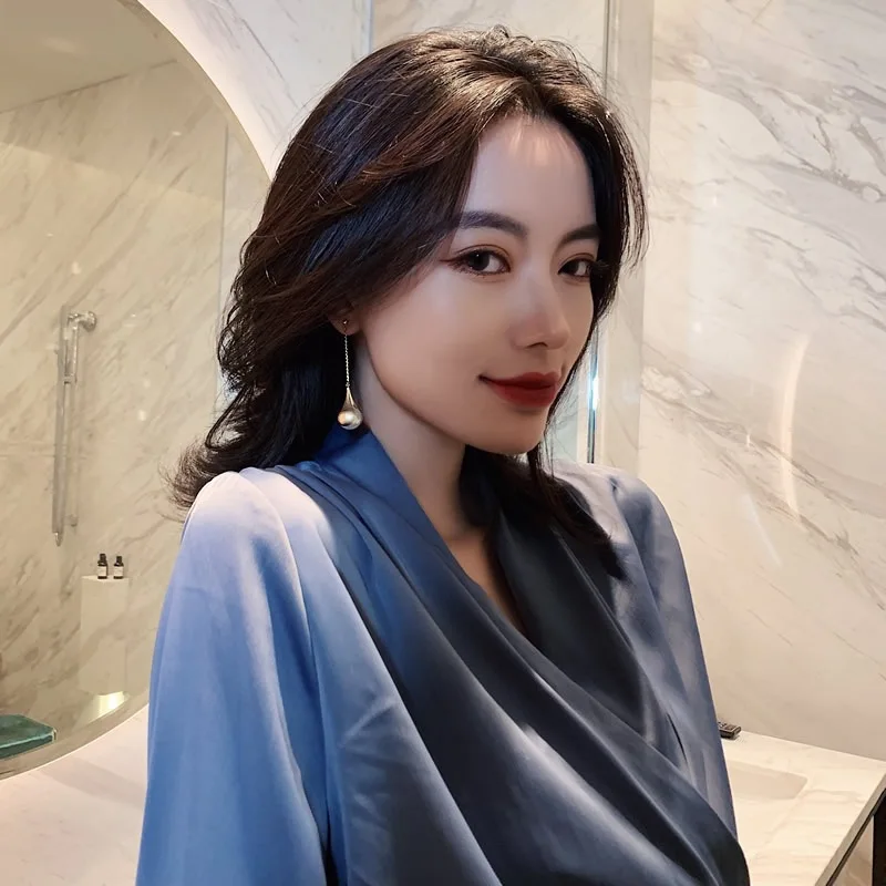 Новые модные висячие серьги с имитацией жемчуга для женщин золотого цвета