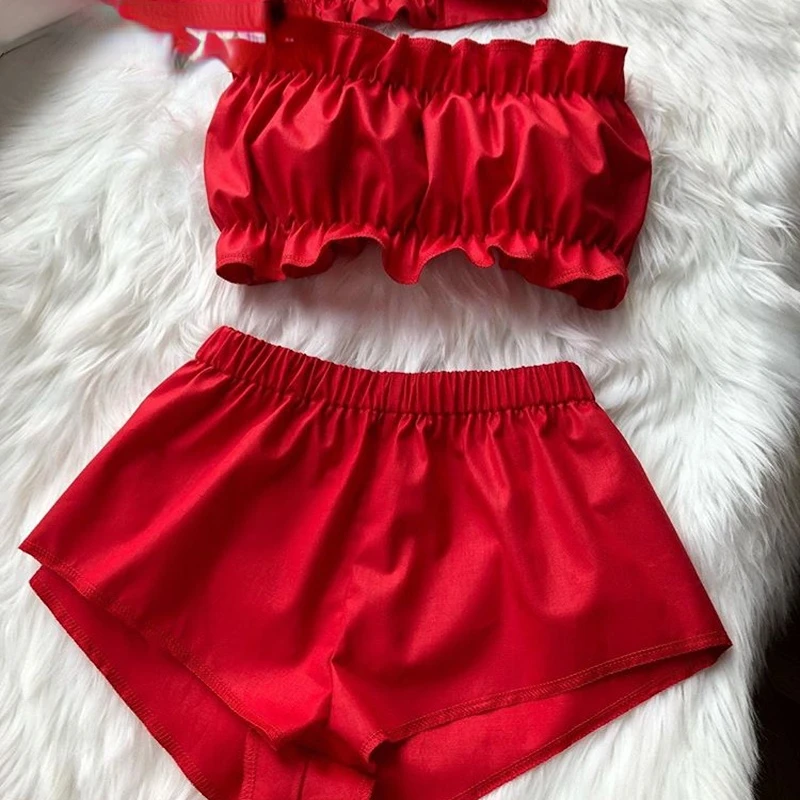 2023 New Design Pink Pajamas Set Women's Lace Satin Sexy Lingerie Pajamas Girls Cute Sexy Casual Loungewear Pajamas