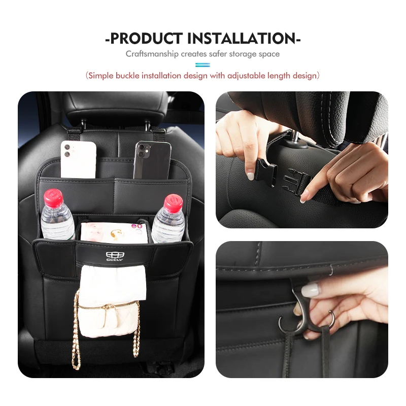 Кожаная сумка-Органайзер на спинку сиденья автомобиля многофункциональная