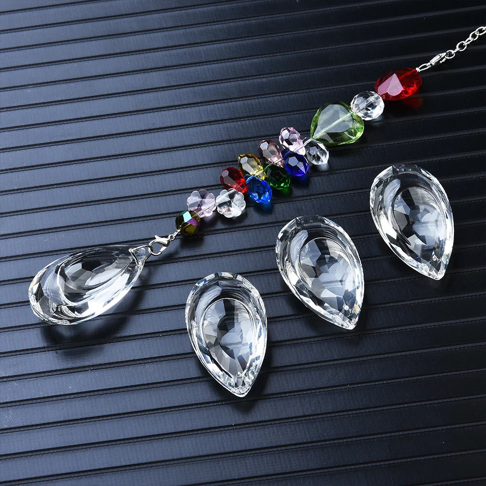 1Pc Bulk 50mm Clear Glass Crystal Prism Beads Suncatcher For DIY Making Hanging Window Rainbow Light Catcher Summer Gift Decora - купить по