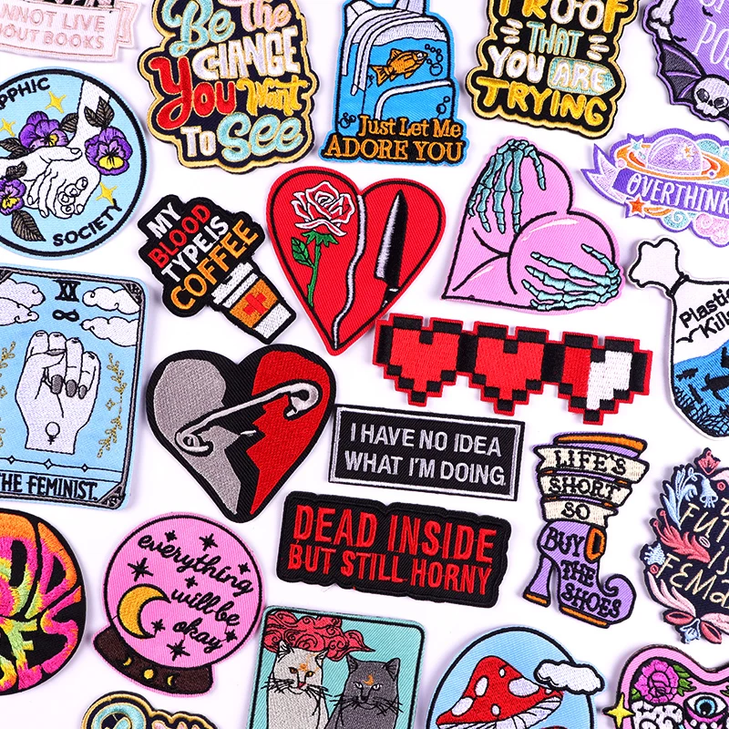 

Love Heart Embroidery Patch Cartoon Letter Patches On Clothes Iron On Embroidered Patches For Clothing Stickers Letter Patch DIY