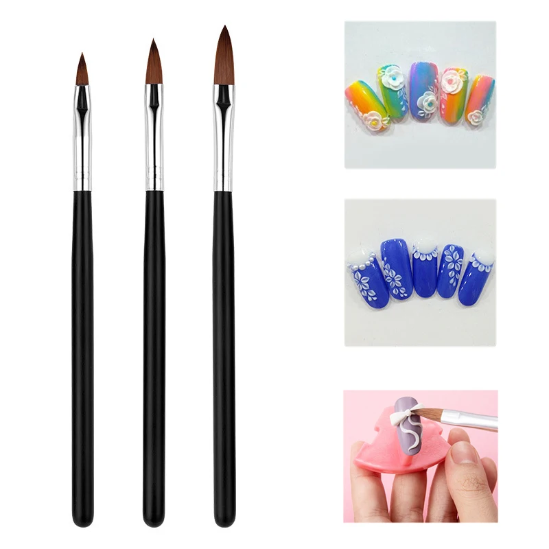 

5/6/7mm Nail Art Brush Drawing Painting Acrylic Carving Sculpture Builder Dotting Pen Tip Manicure Tool Flower UV Gel Polish Set