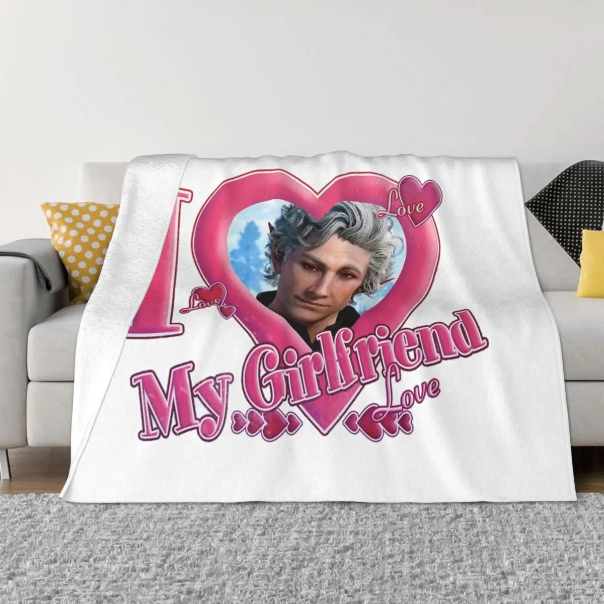 Флисовые одеяла I Love My Girlfriend Astarion Baldur's Gate игровые для дивана уличное супер