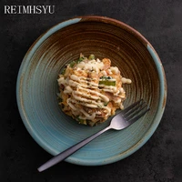reimhsyu european style ceramic rice spoon soup noodle bowl retro deep vegetable salad plate household restaurant tableware