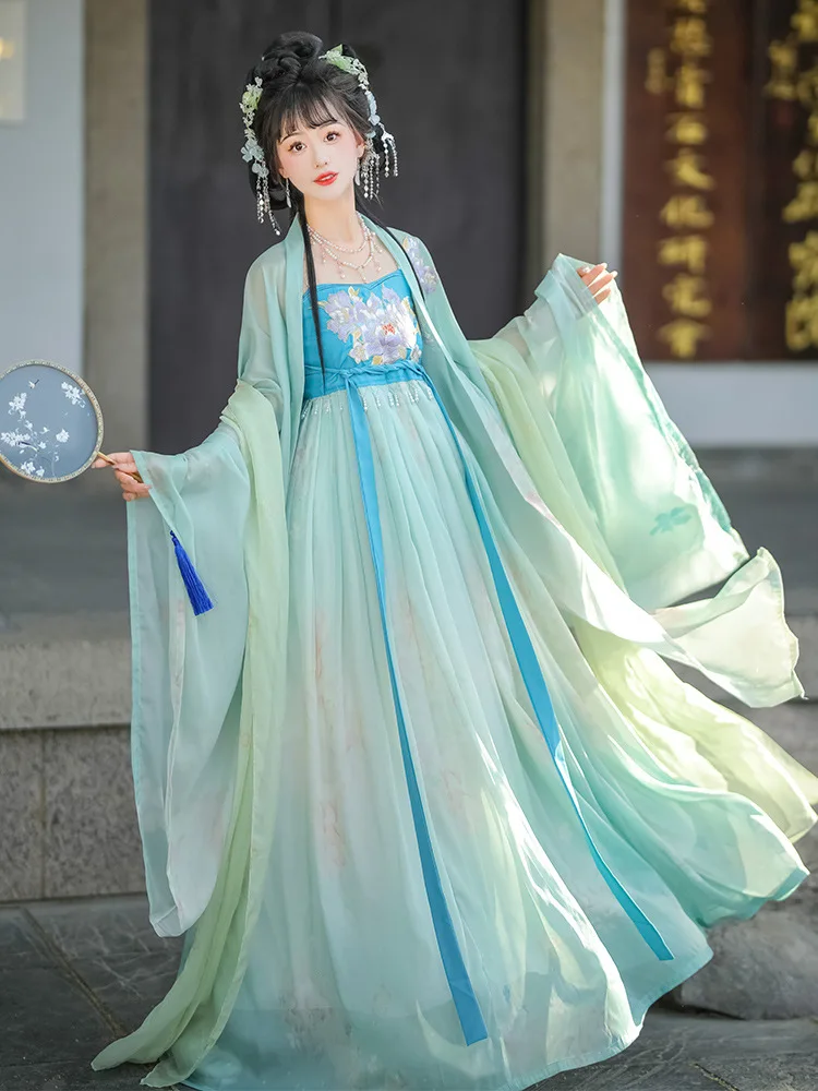 Оригинальный Женский костюм династии ханьфу NT134 с вышивкой в стиле древней Тан