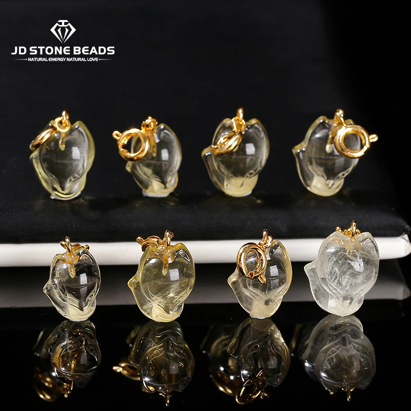 1 шт. натуральный цитрин резная медная Пряжка в форме лисы Подвески для