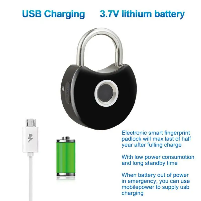 Фото Смарт-замок Tuya электронный из алюминиевого сплава, с USB-зарядкой и защитой от кражи №5