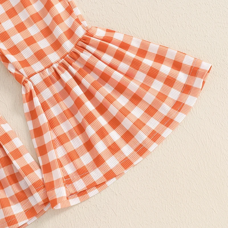 dekolt bluzy z długim rękawem i spodnie w kratę комплект из 2 предметов одежда для маленьких девочек