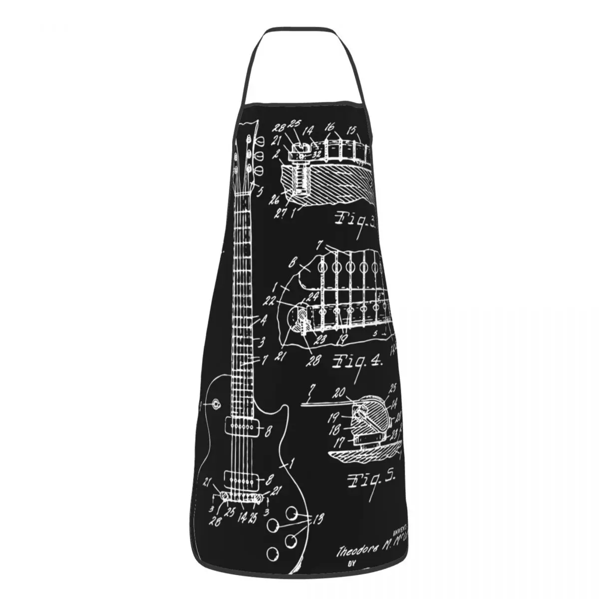 

Electric Guitar Music Kitchen Household Aprons Oil-proof Bib Tablier for Chef Barista Gift