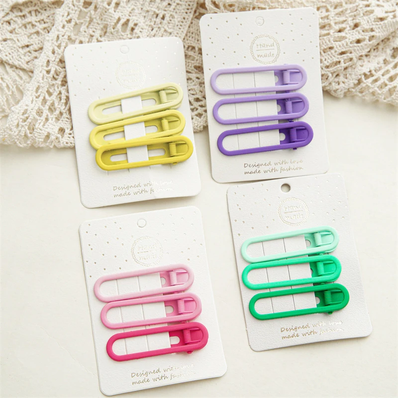 

3Pcs/Set Hair Clips Frosted Geometry Barrettes Gradient Alloy Hairpins Hollow Out Side Clip Duckbill Clip Matte Hair Accessories