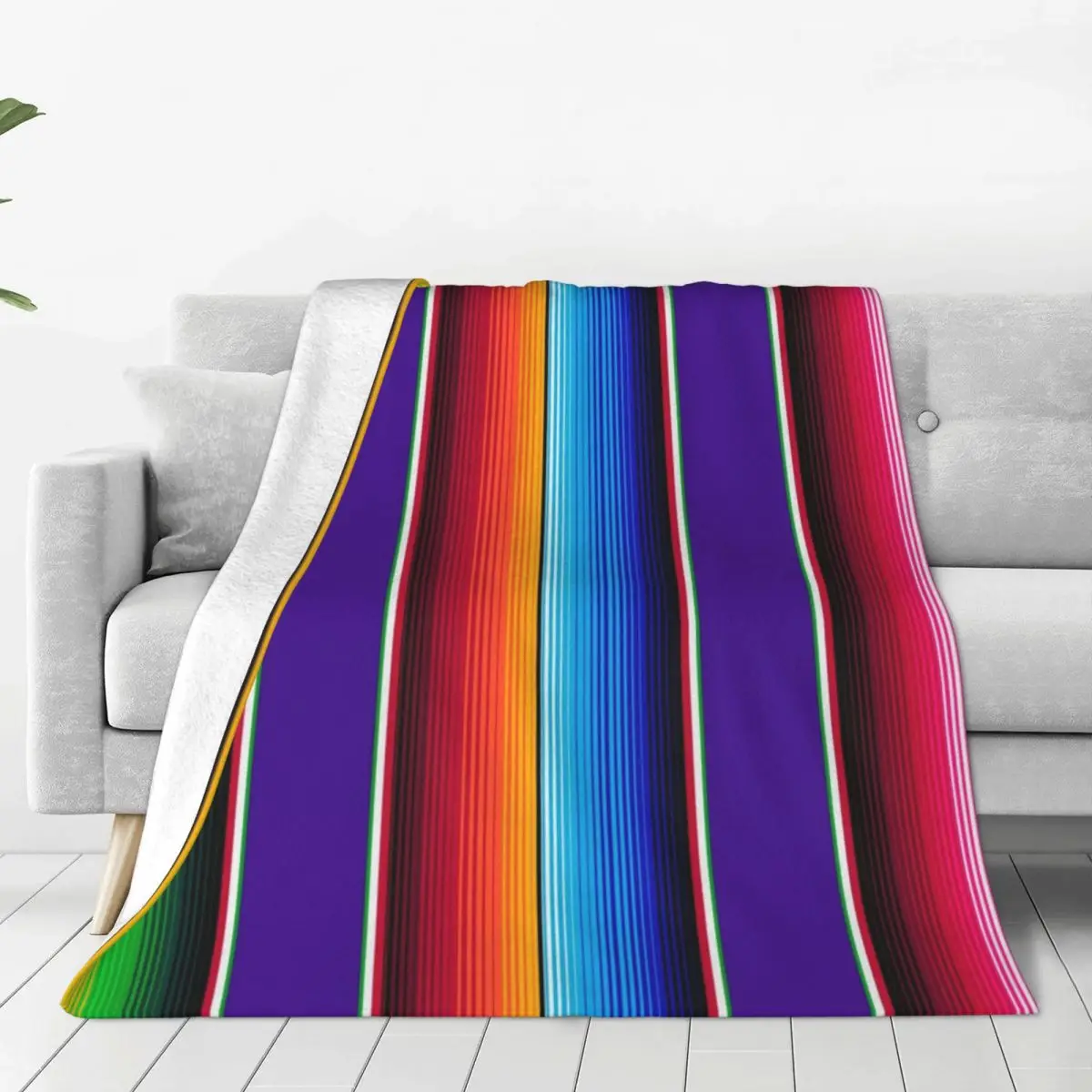 

Traditional Mexican Rainbow Colorful Blanket Cover Boho Ethnic Style Lgbt Pride Yaoi Soft Throw Blanket for Couch Bedroom Quilt
