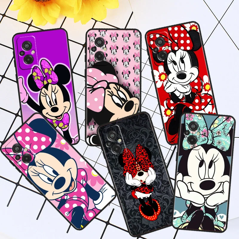 

Disney Minnie Mouse Cute Phone Case For Xiaomi Redmi K60E K60 K50G K50 K40S K40 K20 S2 6A 6 5A 5 Pro Ultra Black Soft Cover