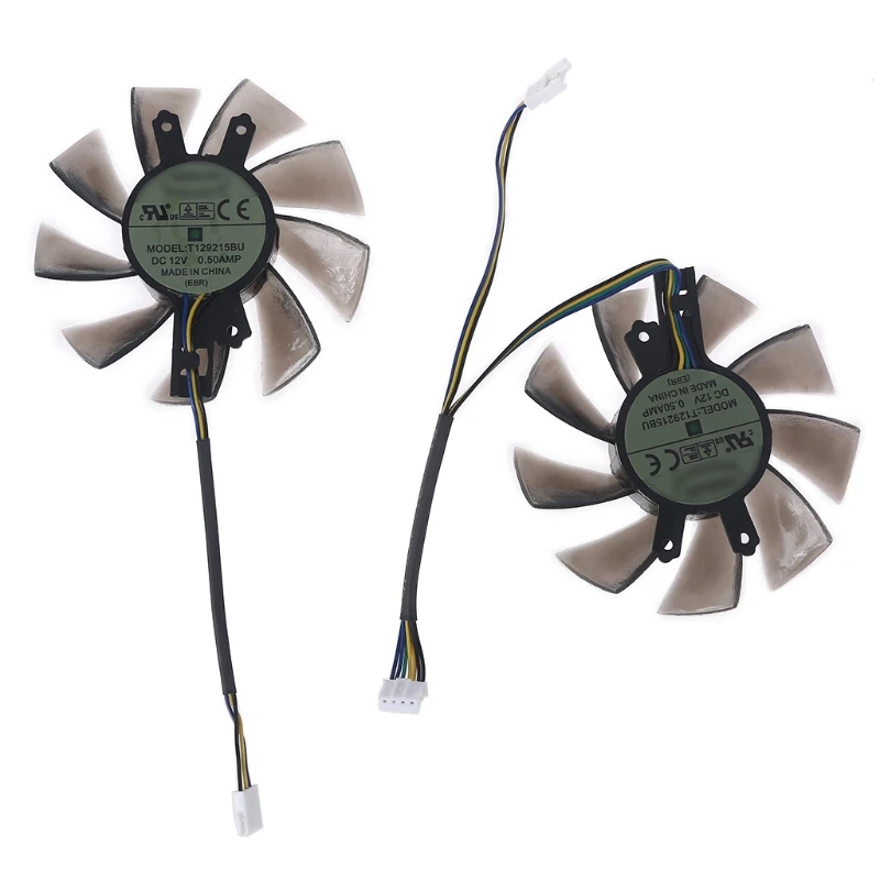 

75mm/2.95in 4Pin 12V 0.50A Cooler Fan T129215BU VGA Fan Graphics Card Cooling Fan for GALAX 1060 KFA2 1060Cooler