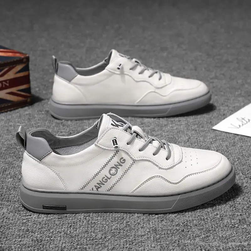 

Мужская обувь, новинка 2023, дышащая обувь для скейтборда, трендовая Молодежная маленькая белая обувь, мужская повседневная спортивная кожаная обувь, бесплатная доставка