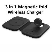 3 in 1 magnetic fold wireless charger stand fast wireless charging station for samsung xiaomi mi huawei for iphone apple watch