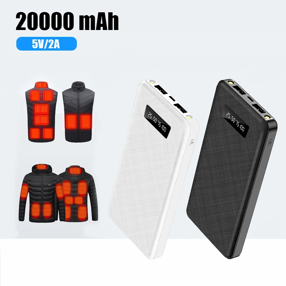 Портативный внешний аккумулятор 20000 Ач 5 В/2 А два выхода USB со светодиодным