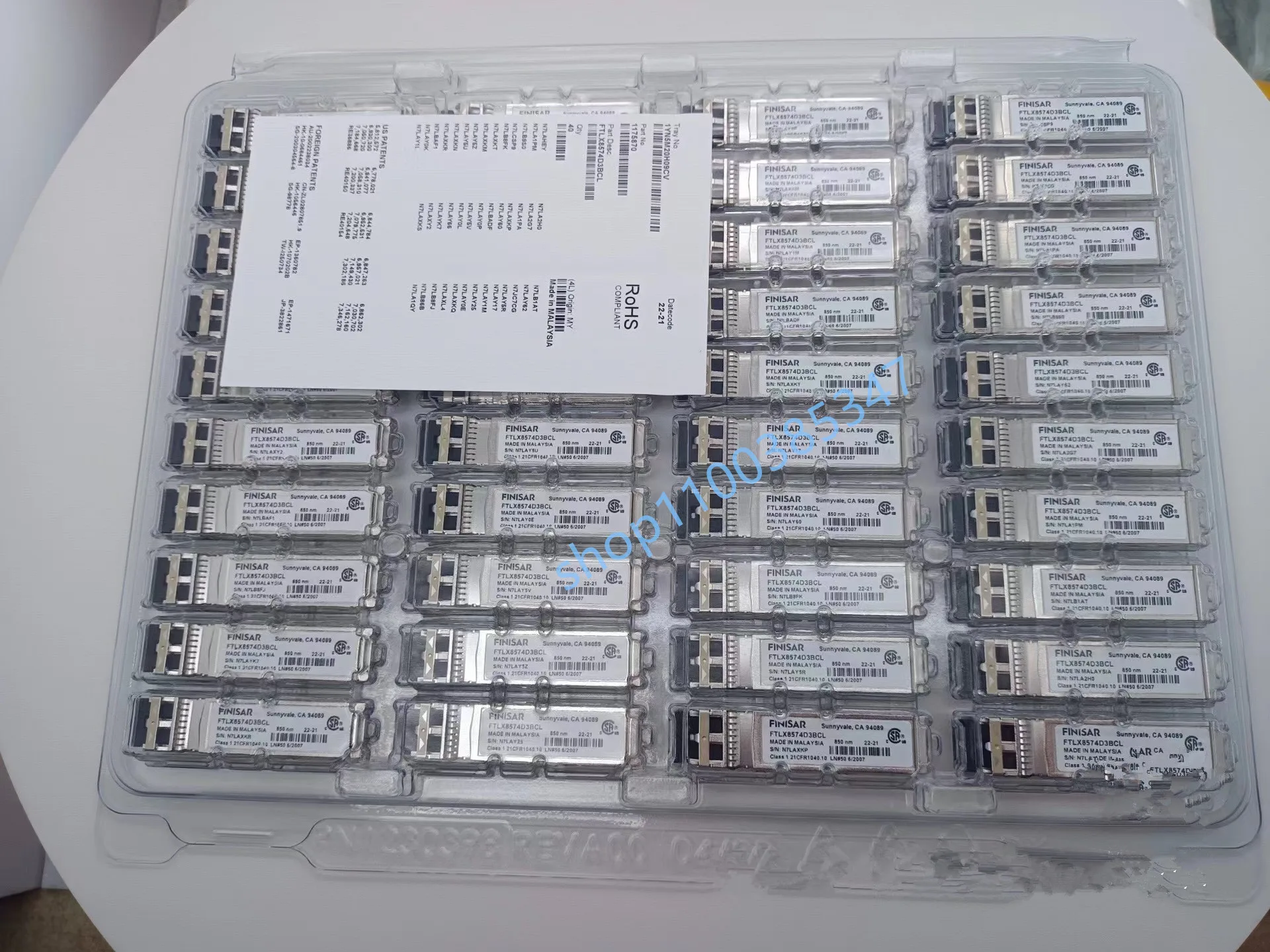FINISAR fiber module sfp 10G/FTLX8574D3BCL/10GSR 850NM 400M LC SFP+/ Network adapter Switch Optical fiber module/10g Transceiver