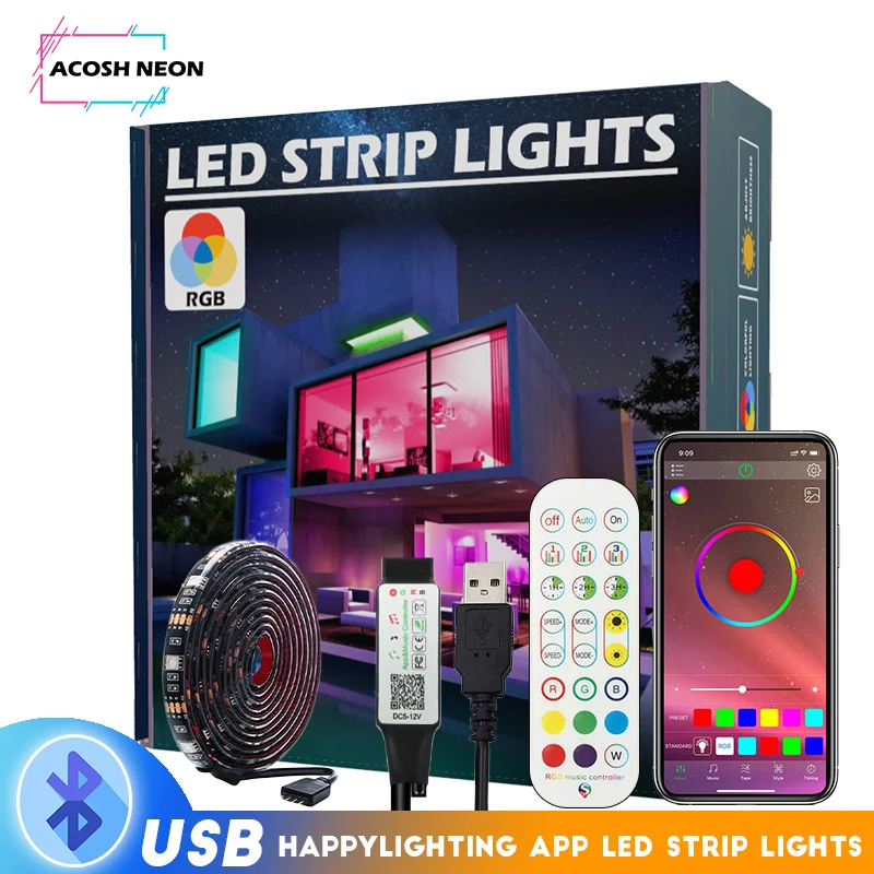 Bluetooth led strips smd5050 light 5v RGB Lights Strip With 24Keys remote control USB power Lights for computer Gaming Desk