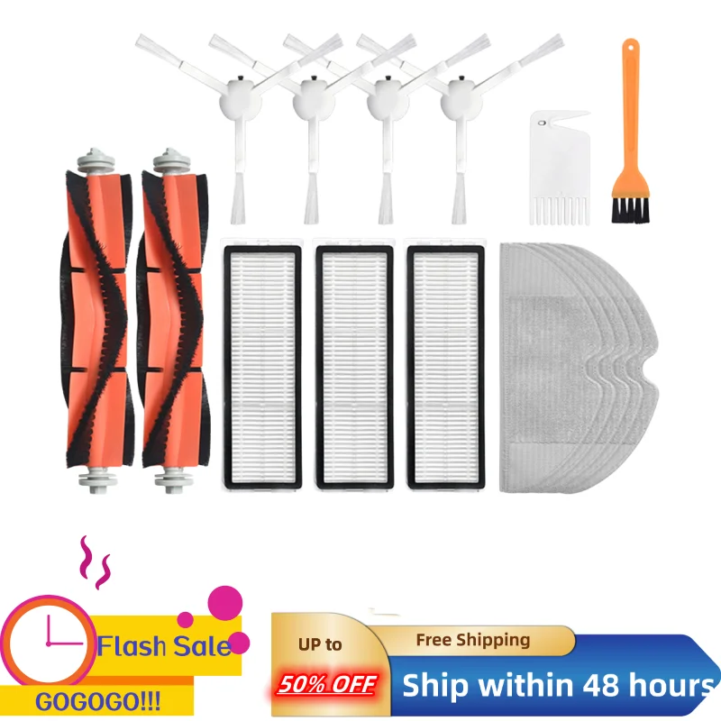 

HEPA Filter Mop Cloth Main Side Roller Brush Replacement Kit for Xiaomi 1C Robot Vacuum Cleaner Spare Parts