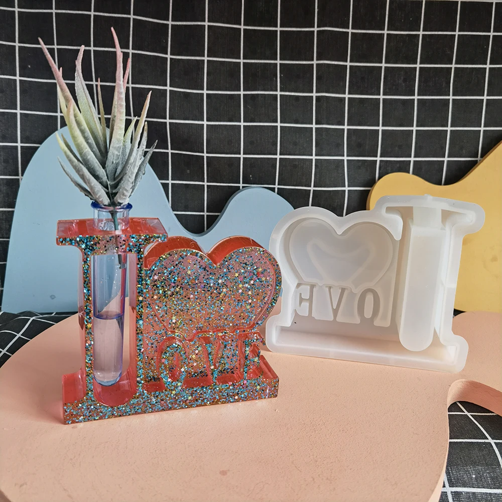 

DIY Love Heart Flower Pot Silicone Molds Hydroponic Plant Vase Mirror Crystal Epoxy Clay Mold Handmade Clay Flowerpot Mould