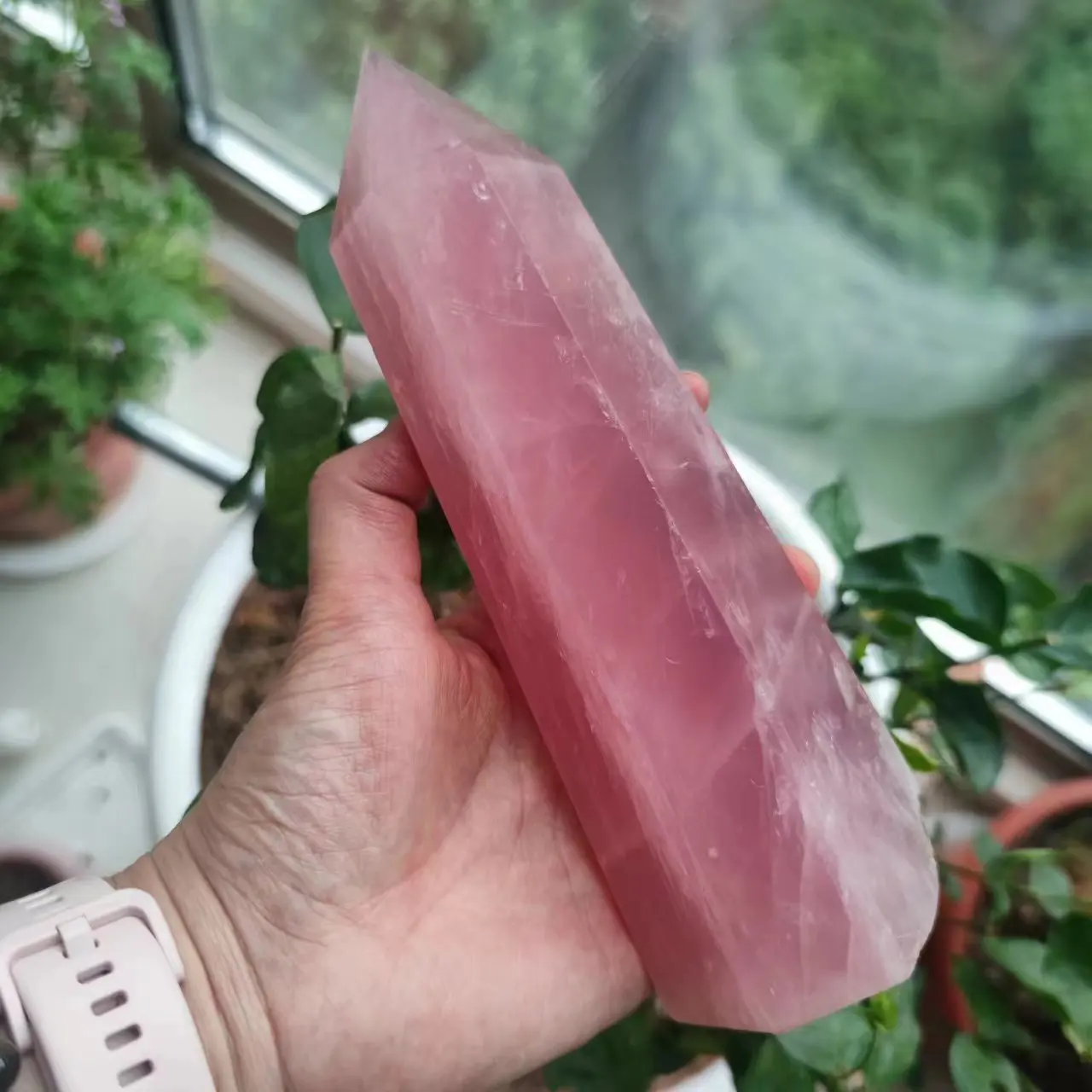 Розовый кварцевый кристалл палочка-милый розовый кристаллический кварц
