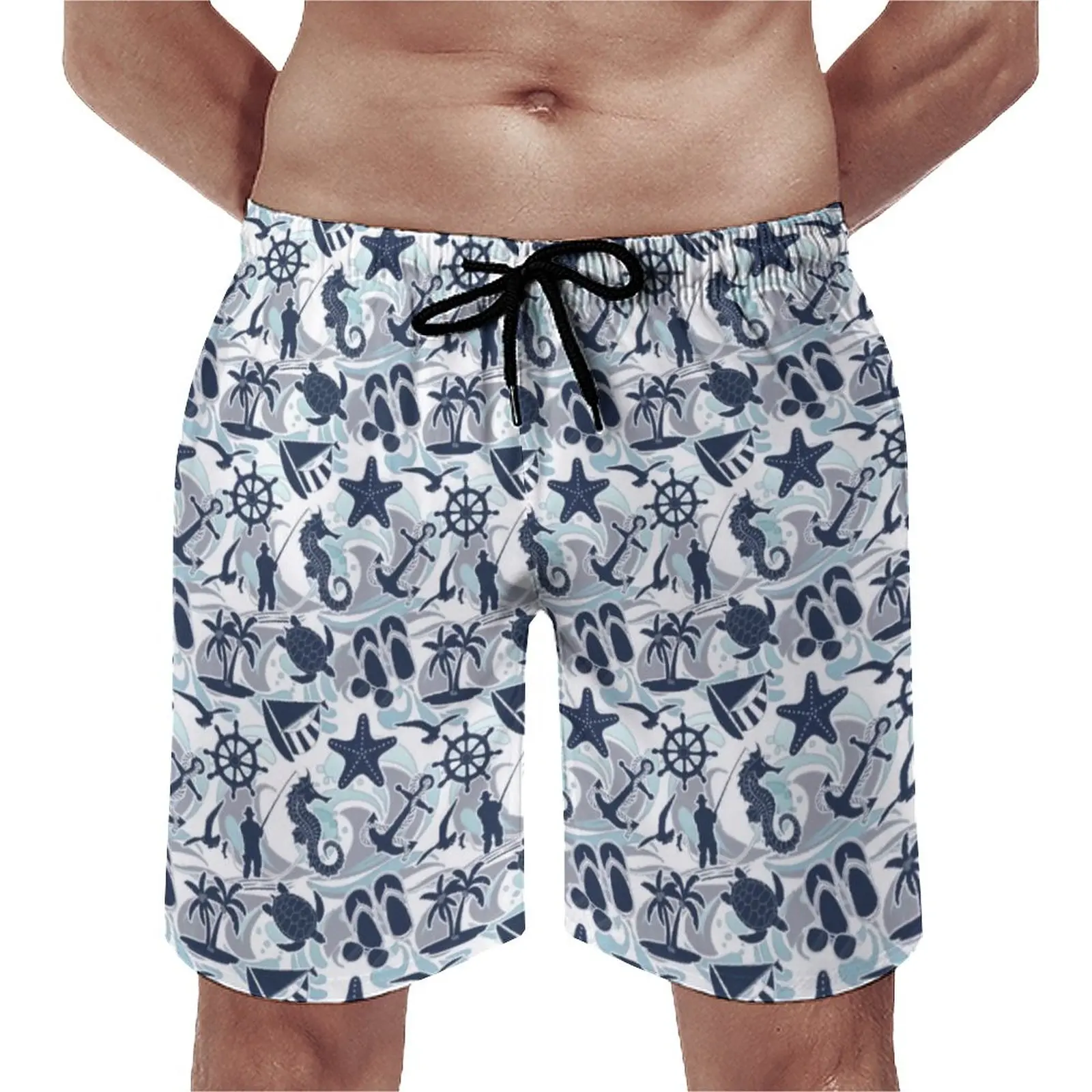 

Summer Board Shorts Nautical Beach Surfing Seaside Ocean Pirnt Custom Beach Shorts Fashion Comfortable Beach Trunks Large Size