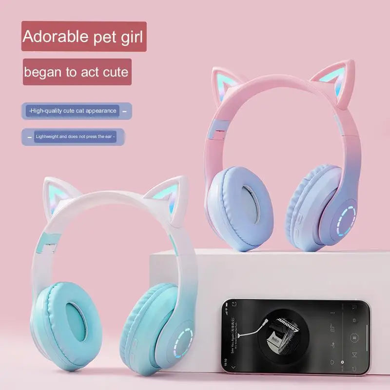 

Гарнитура «кошачьи уши» с планкой, игровая гарнитура, беспроводная карта, градиент, технология, Новинка