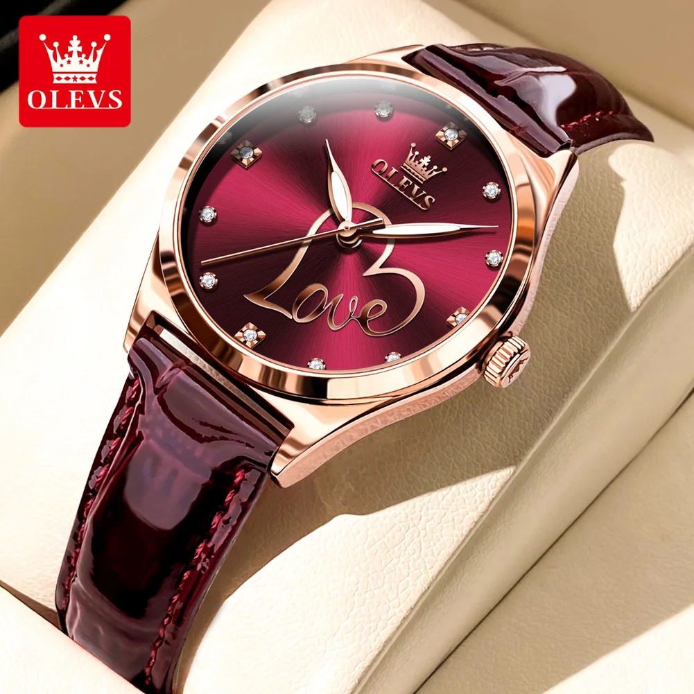 OLEVS Top Brand Luxury Quartz Watch for Women Waterproof Sport Wristwatch Fashion Leather Strap Female Watch Relogio Feminino